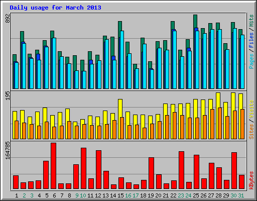 Daily usage for March 2013