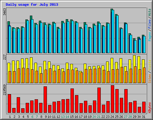 Daily usage for July 2013