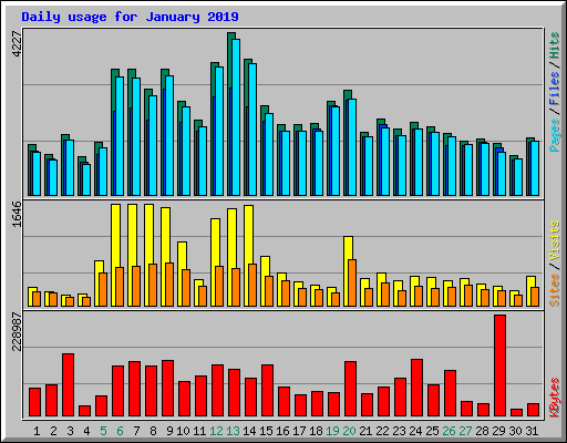 Daily usage for January 2019