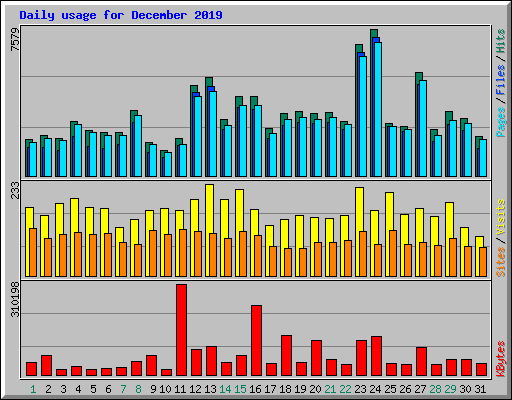 Daily usage for December 2019