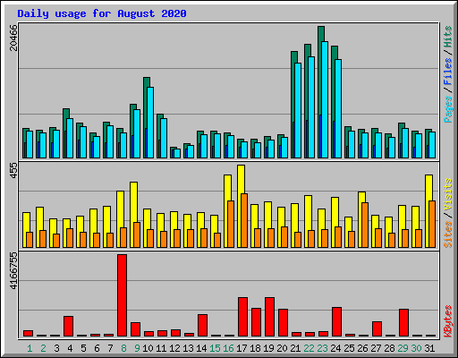Daily usage for August 2020