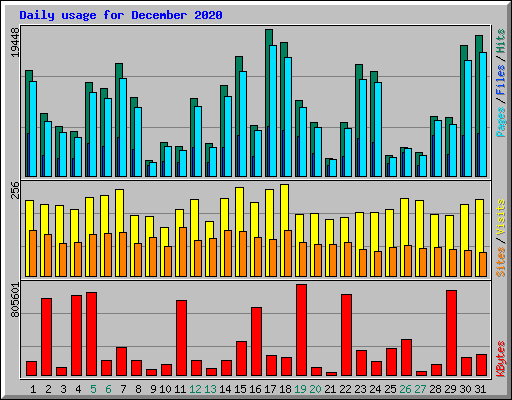 Daily usage for December 2020