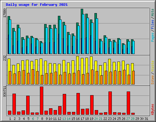 Daily usage for February 2021