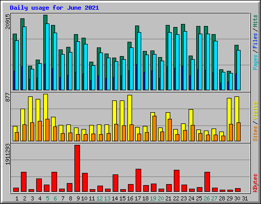 Daily usage for June 2021