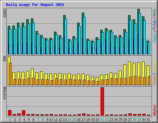 Daily usage for August 2021