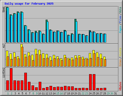 Daily usage for February 2025