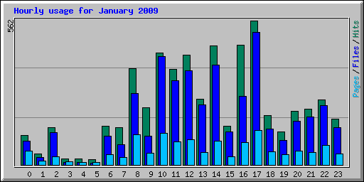 Hourly usage for January 2009