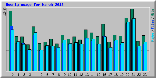 Hourly usage for March 2013