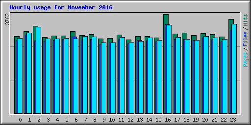 Hourly usage for November 2016